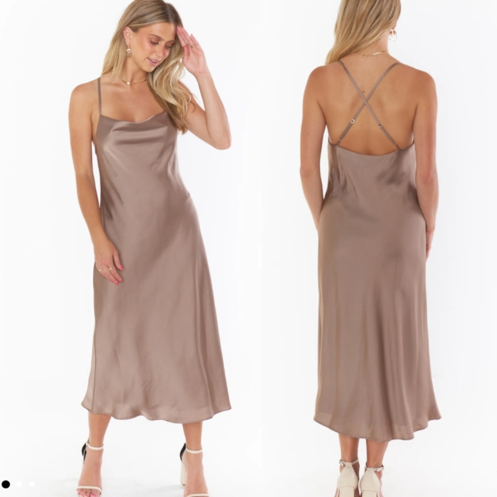 Show Me Your MuMu Taupe Midi Dress
